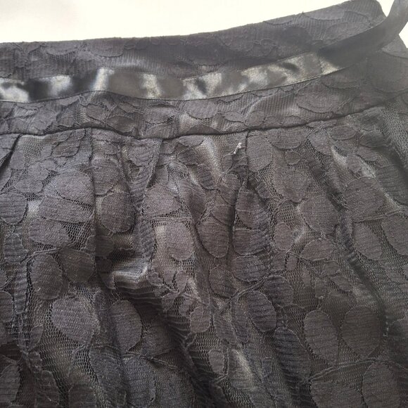 Nygard Gathered Bubble Hem Ribbon & Lace Skirt Size 22 Black Satin Ribbon Lined - Picture 7 of 13